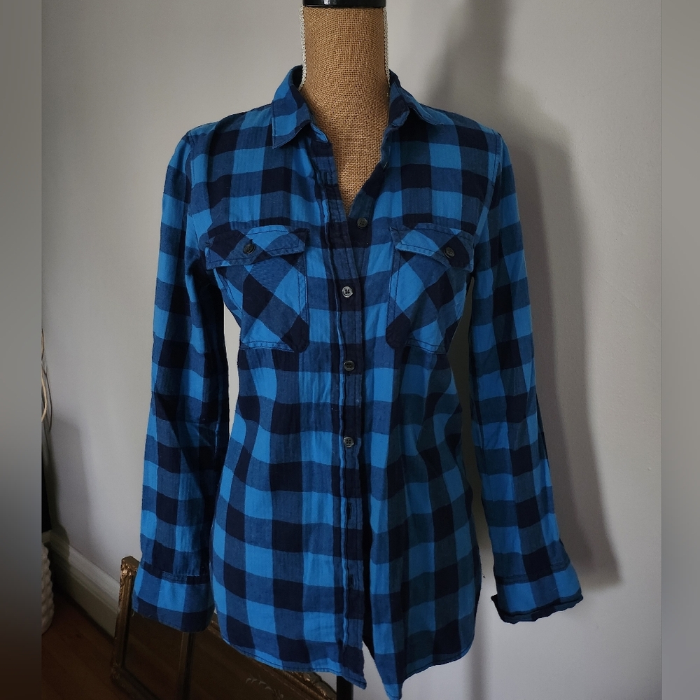 J Crew Blue Plaid Button down